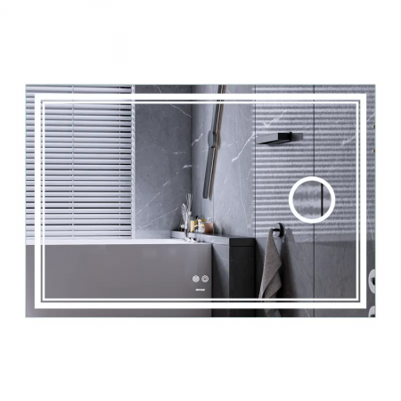 Дзеркало QUADRO MR20-1000x700 з Led Touch, Anti-fog, димером, регулятором яскравості, лінзою (MP6622)